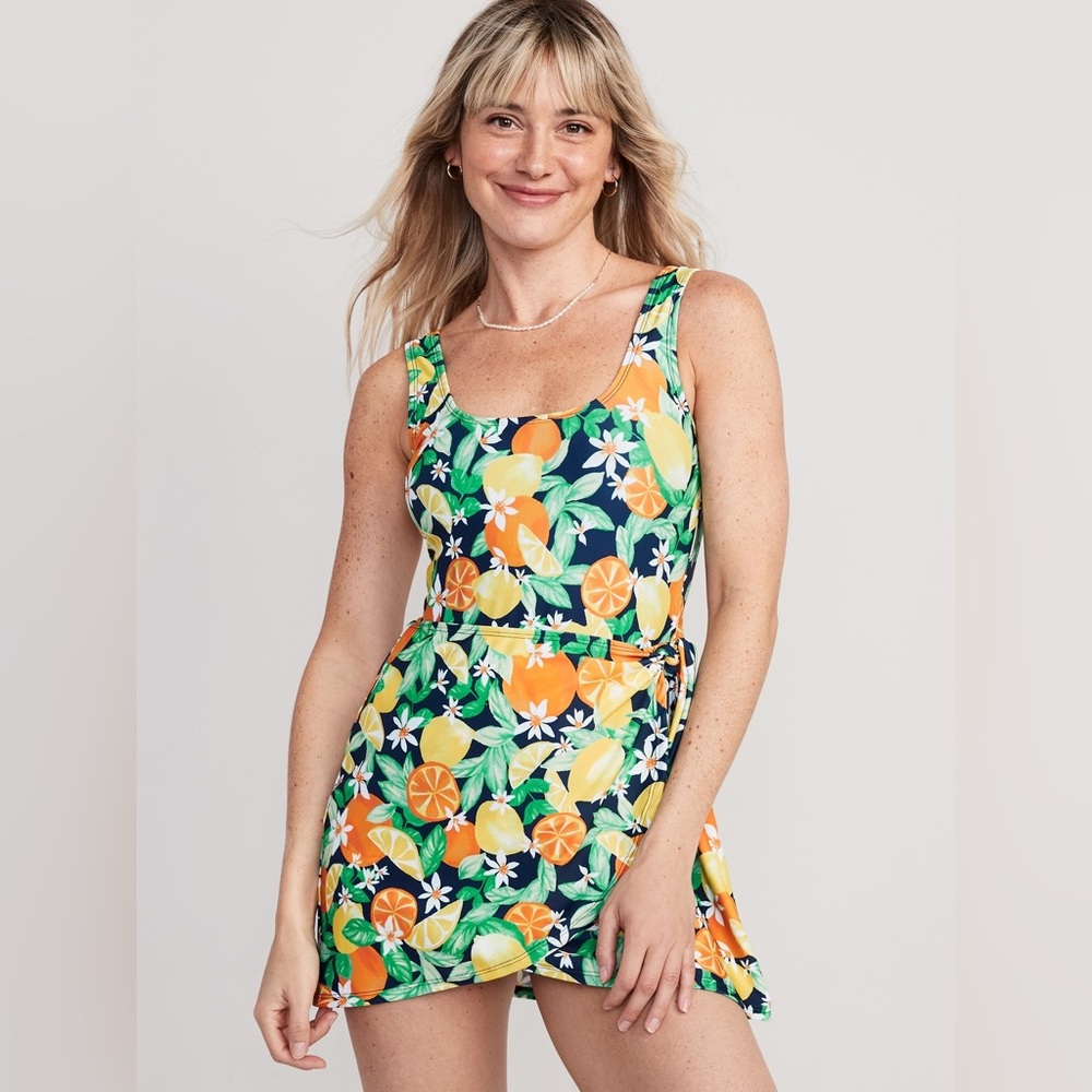 Wrap-Front Swim Dress